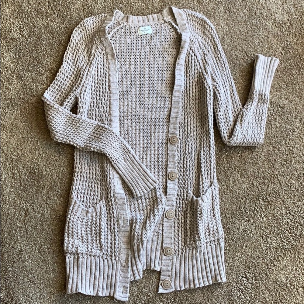 American Eagle outfitters beige knit cardigan